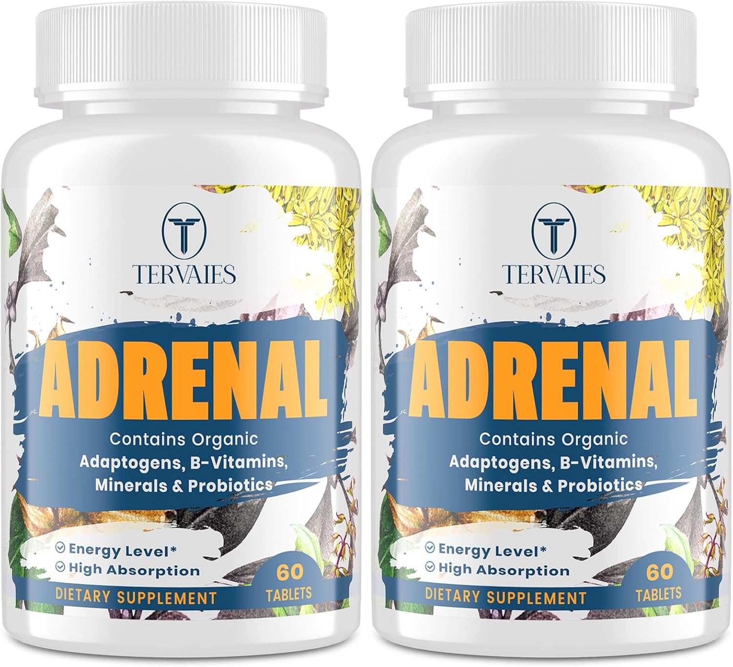 Adrenal Support Supplement with Adaptogens for Energy & Mood - 120 Vegan Tablets, Non-GMO - Rhodiola Rosea, Ashwagandha, Holy Basil, Eleuthero - Women & Men - Espot.com.au