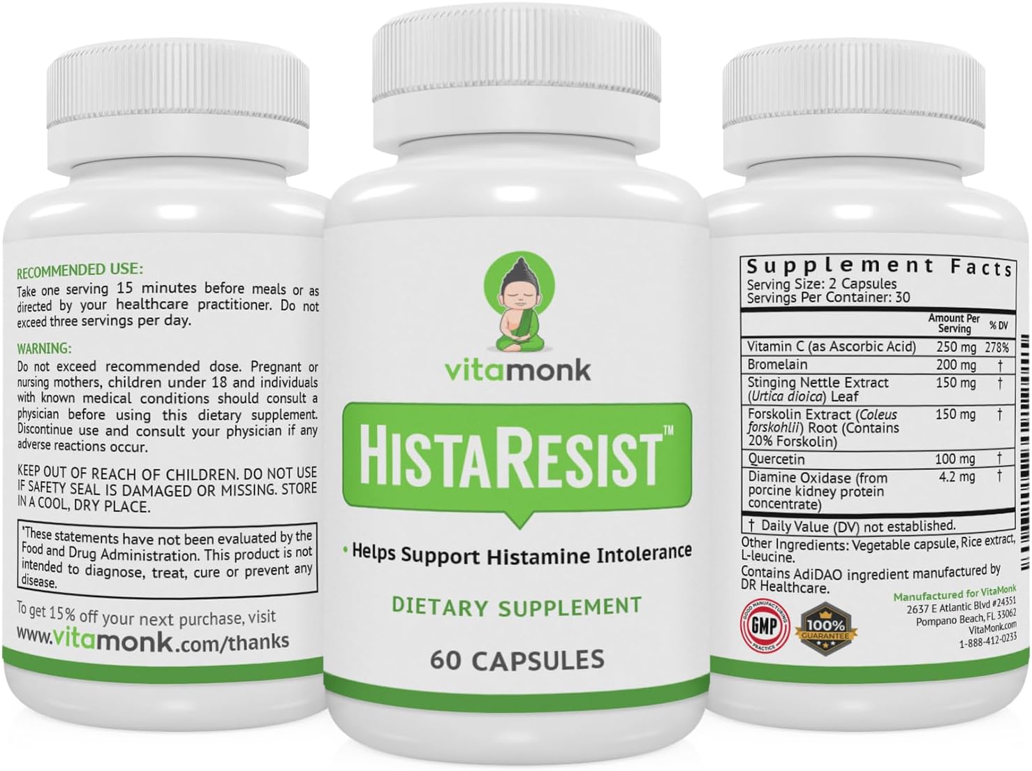 HistaResist Histamine Intolerance Supplement with Optimal DAO Enzyme Dose - 60 Capsules - Espot.com.au