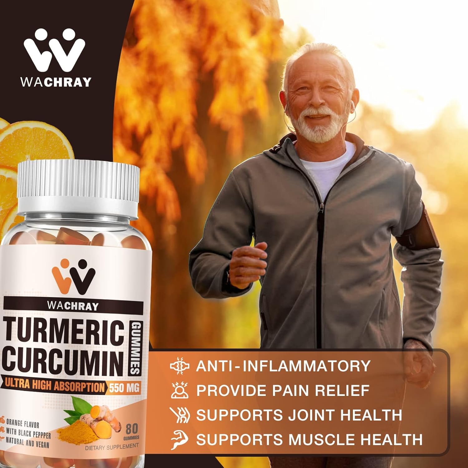 2-pack-turmeric-curcumin-gummies-with-ginger-black-pepper-extract---pain-inflammation-support-for-joints-weight---vegan-organic-tumeric-gummy-supplements-for-adults-kids-2