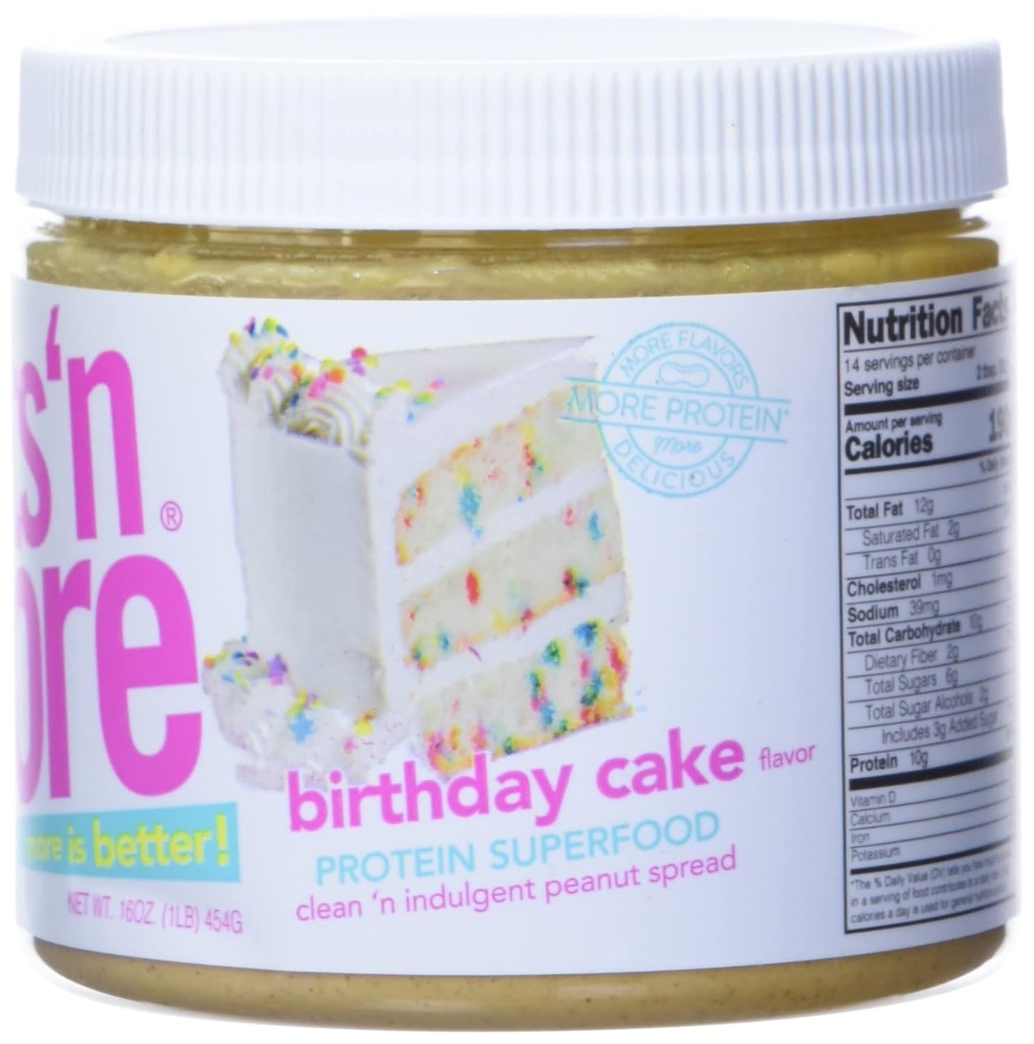 high-protein-birthday-cake-peanut-butter-spread---15oz-jar---gluten-free-non-gmo-low-carb-sugar---all-natural-nut-butter-snack-4