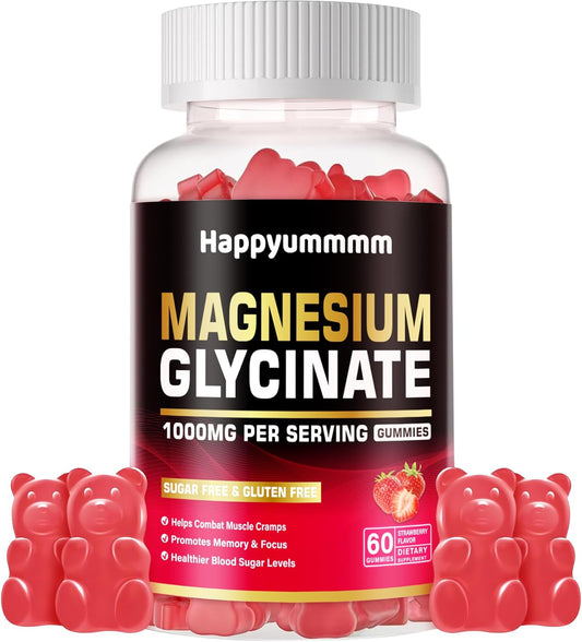 happyummmm-magnesium-glycinate-gummies-1000mg---sugar-free-supplement-with-vitamin-d-b6-coq10-for-calm-mood-sleep-support---60-strawberry-gummies-1