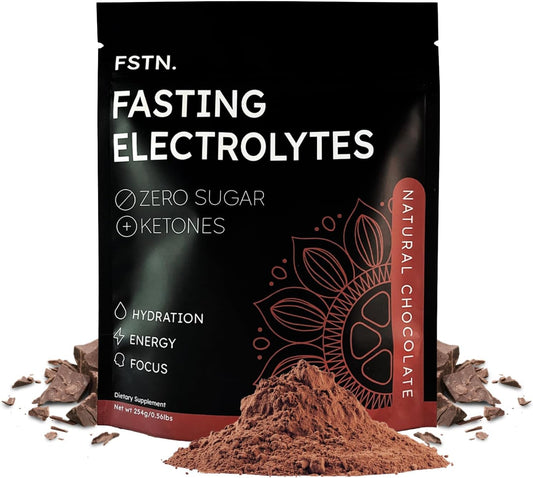 Ketone-Enhanced Fasting Chocolate Electrolyte Supplement with No Sugar Salt - Hydration Drink Mix for Fasting - FSTN Brand - Espot.com.au