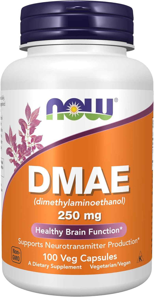 NOW Foods DMAE 250 mg Supplements - Enhance Brain Function - 100 Veg Capsules