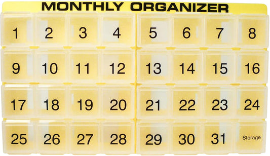 promed-supplies-31-day-monthly-pill-organizer-with-31-compartments-tray-and-8-removable-compartments---yellow-color-1