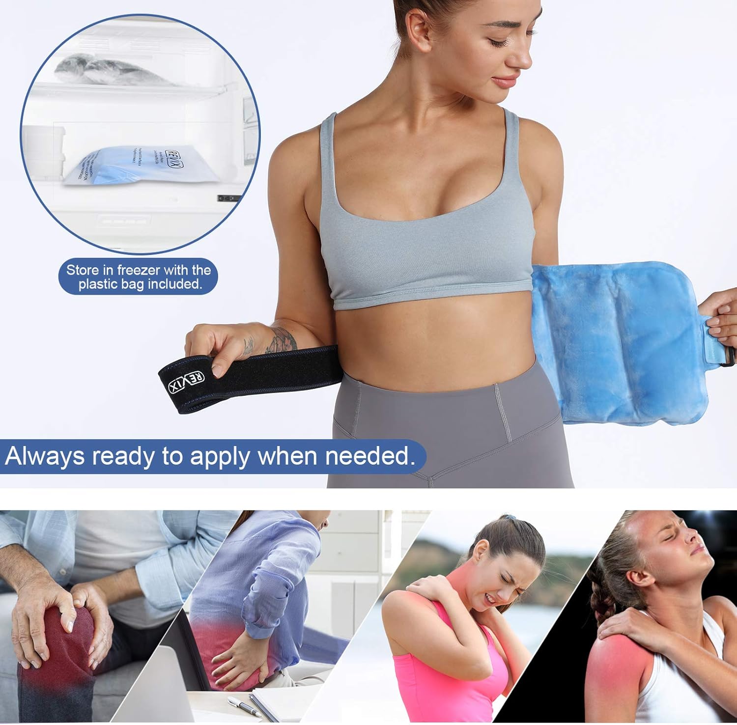 REVIX Reusable Gel Ice Wrap for Knee and Back Injuries - Cold Compress Therapy - Espot.com.au