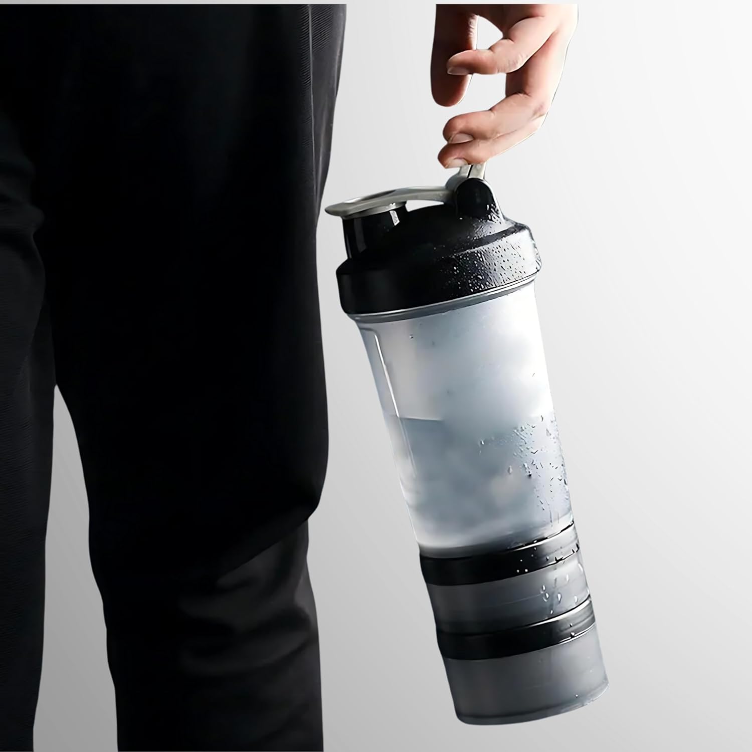 fittify-protein-shaker-bottle-with-storage-compartments---169-oz-500-ml---ideal-for-pre-workout-protein-supplements---black-color-6
