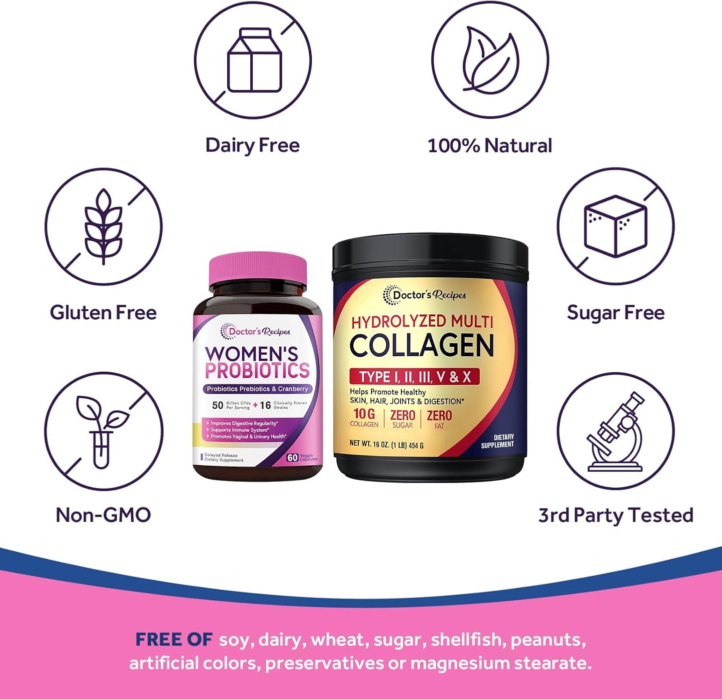 womens-probiotics-multi-collagen-powder-bundle-for-vaginal-skin-hair-nail-health---doctors-recipes-value-pack-gluten-free---probiotics-60-capsules-collagen-45-servings-8