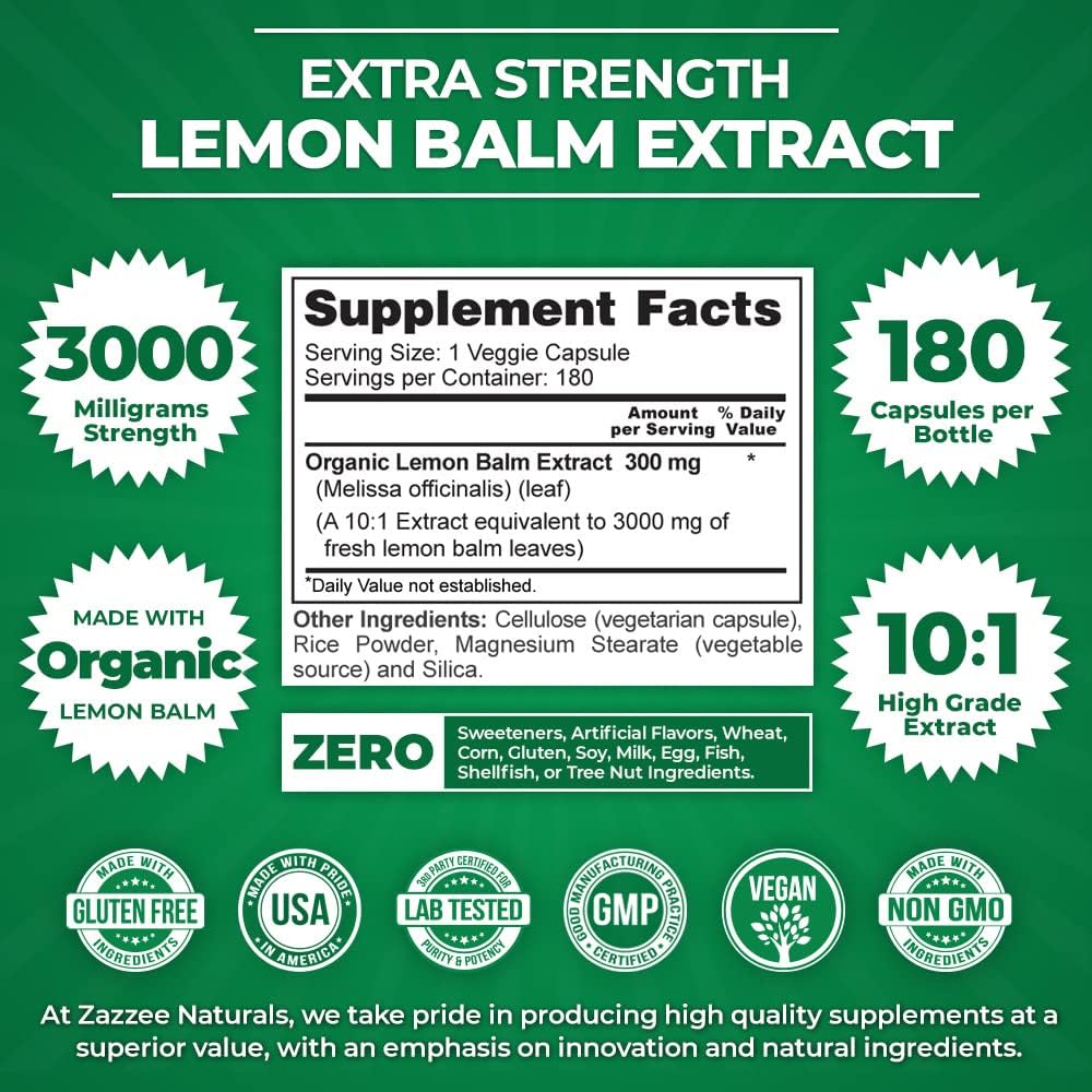 organic-lemon-balm-101-extract-capsules---3000mg-strength-180-vegan-capsules-6-month-supply---standardized-10x-extract-non-gmo-vegetarian-3