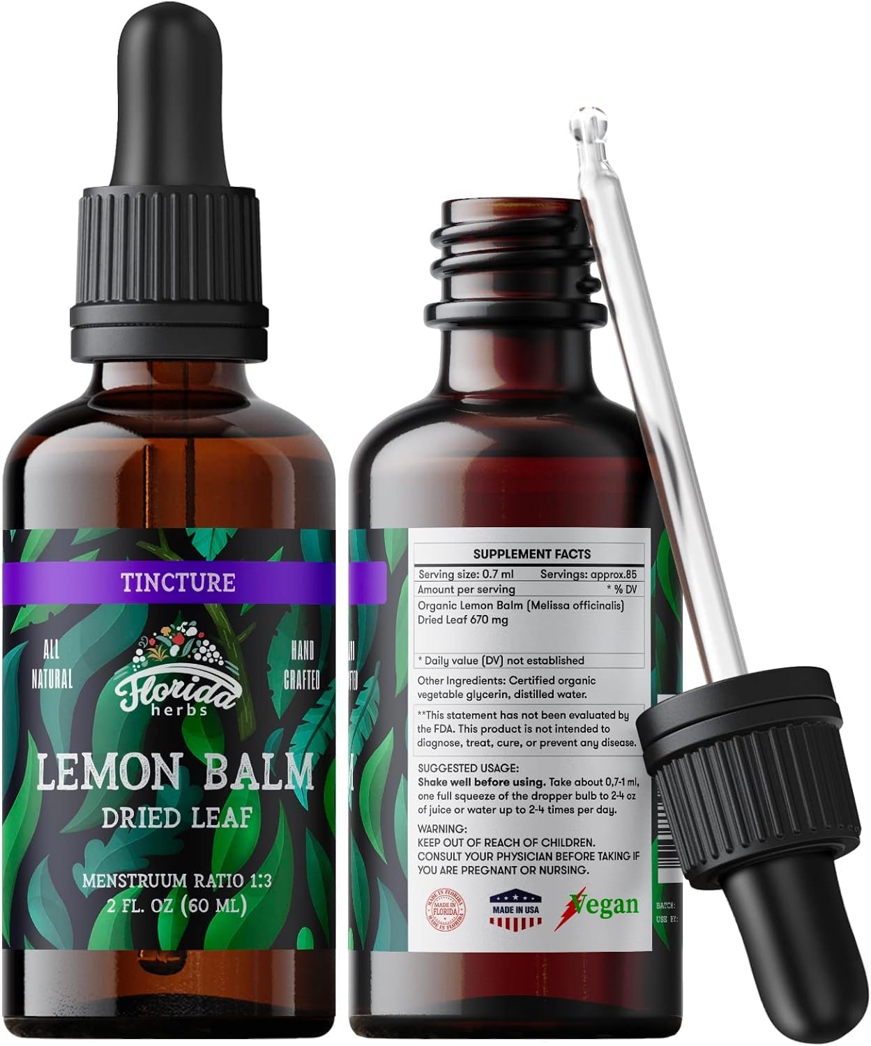 organic-lemon-balm-tincture-drops---2-fl-oz-extract---dried-lemon-balm---made-in-usa---2-pack-2