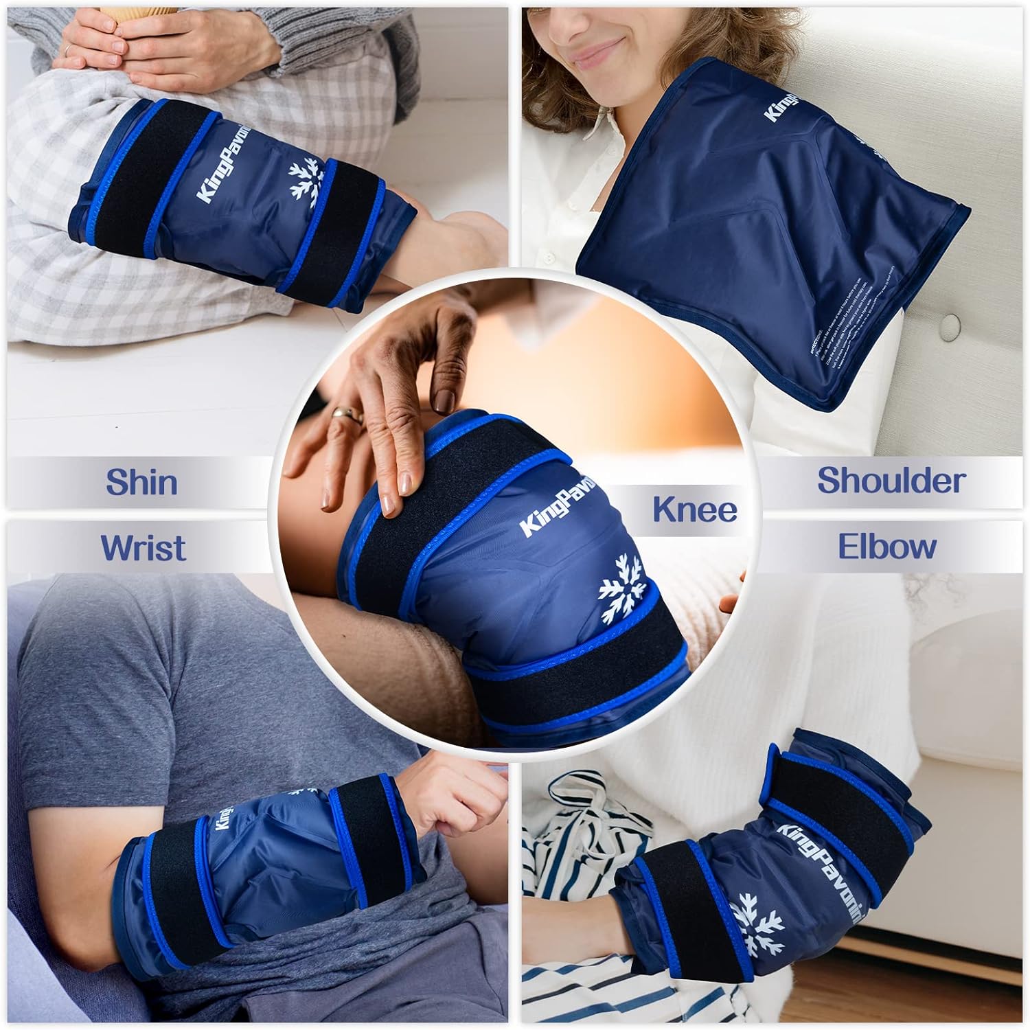 XXL Reusable Gel Ice Pack Wrap for Knee Surgery Recovery - Pain Relief, Swelling, Sports Injuries - Large Ice Pack for Knee Injuries - Blue - Espot.com.au