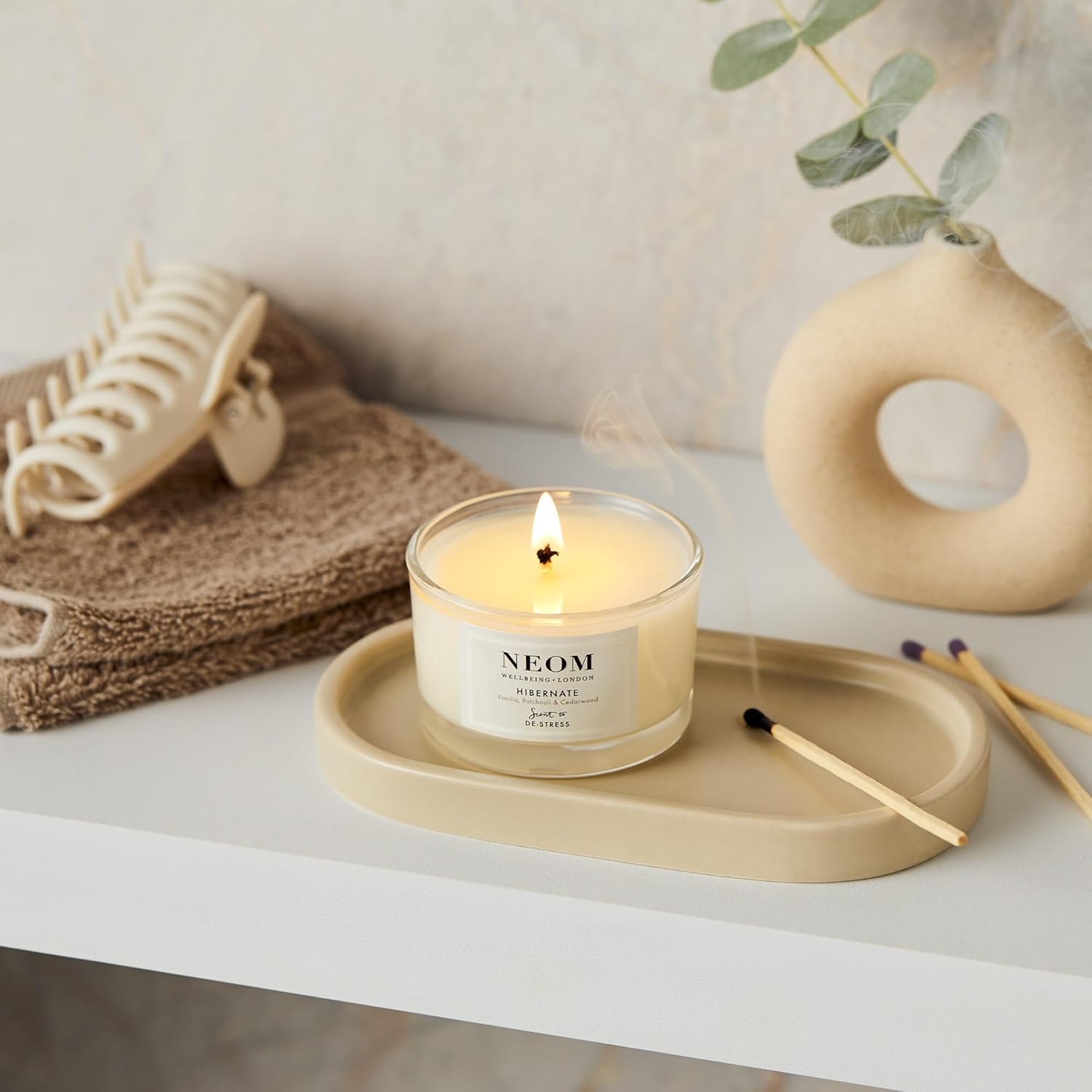NEOM Happiness Travel Candle 125g with Neroli, Mimosa, and Lemon Essential Oils - Espot.com.au