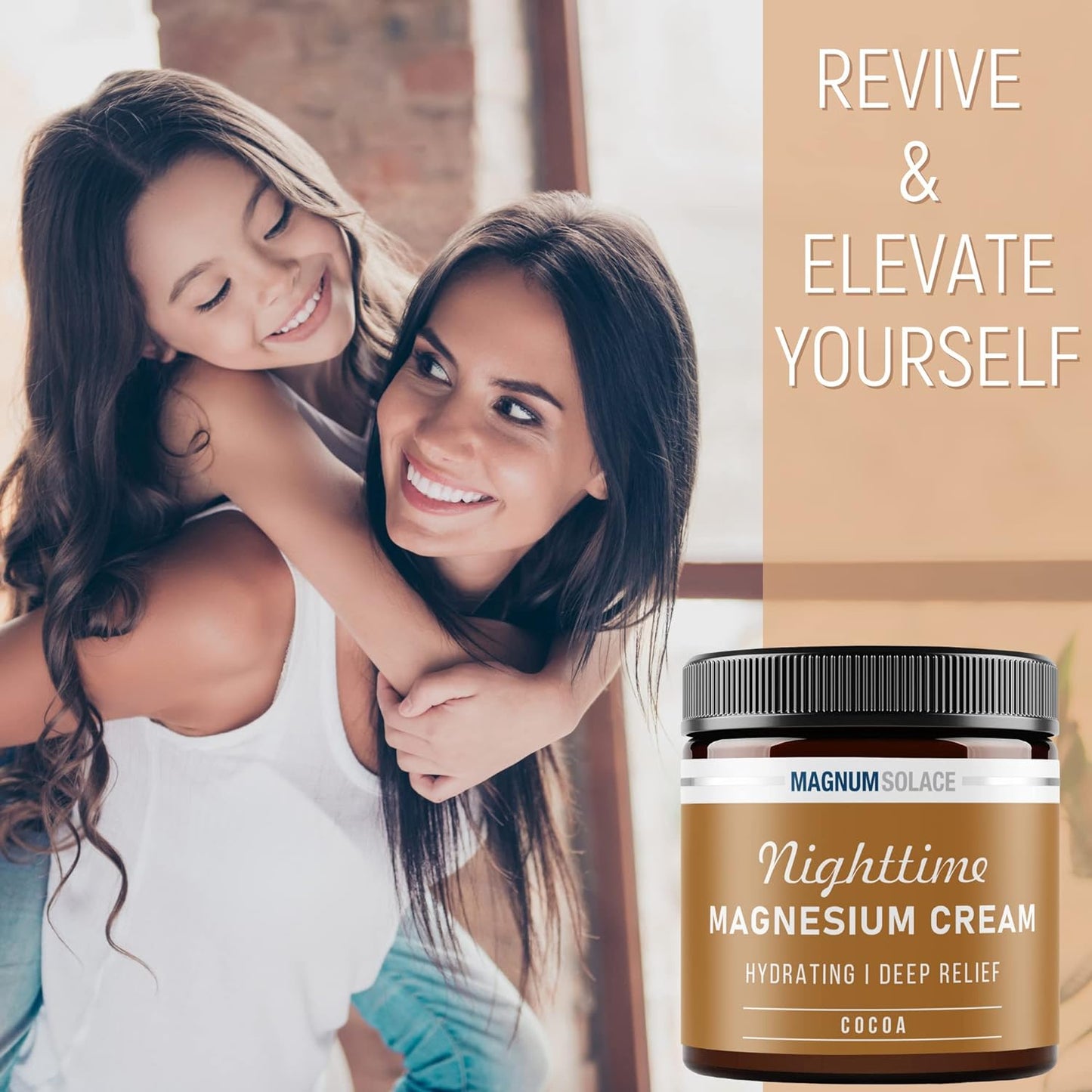 Bundle of Magnum Solace Cocoa Magnesium Cream and Unscented Magnesium Cream - Natural Relief for Muscle Pain and Stress - 2 Pack - Espot.com.au