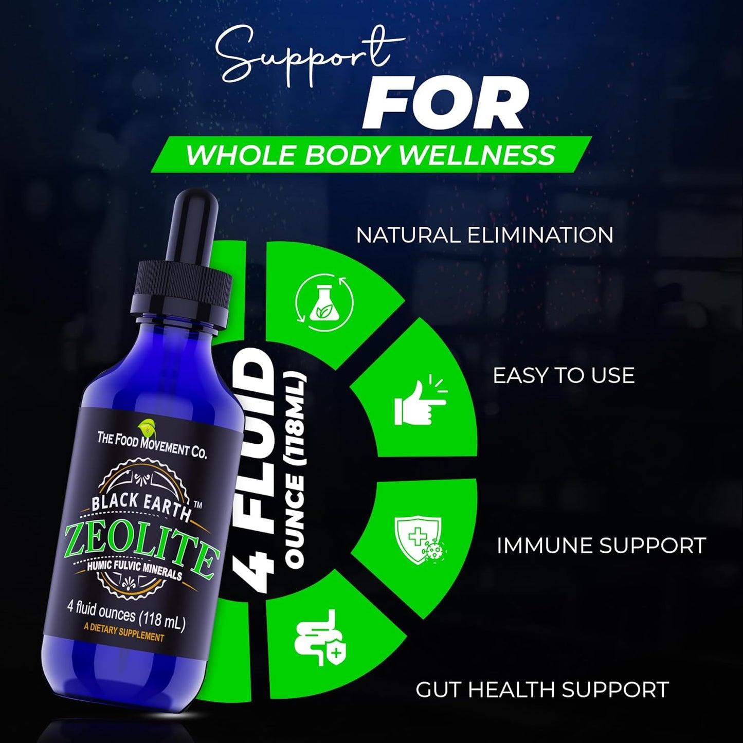 Black Earth Zeolite with Humic Fulvic Acids Trace Minerals Liquid Drops - Detox & Gut Health Support for Adults & Kids - 4 Fl Oz - Espot.com.au