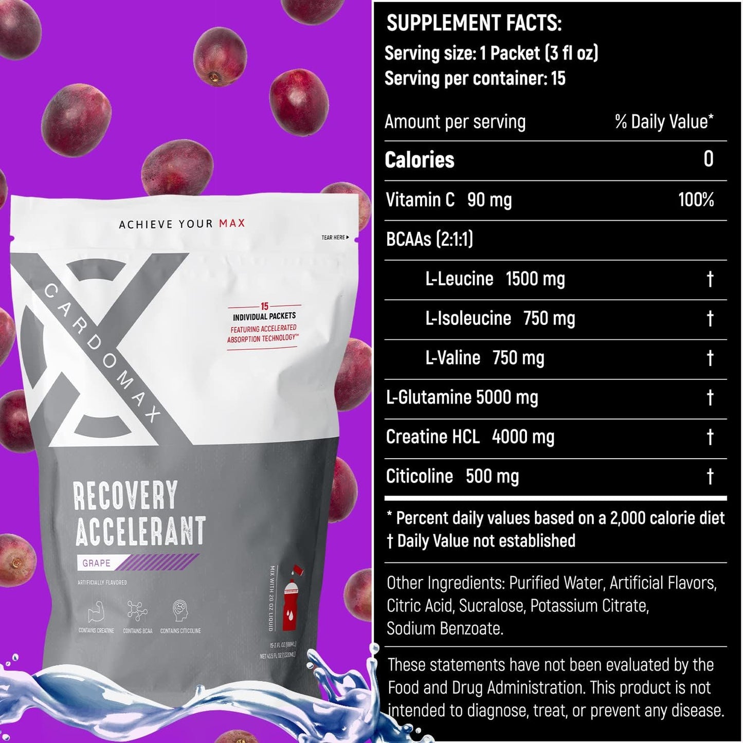 cardomax-grape-recovery-accelerant-liquid-water-flavoring---bcaas-glutamine-creatine-vitamin-c---keto-vegan-sugar-free---muscle-recovery-drink-4