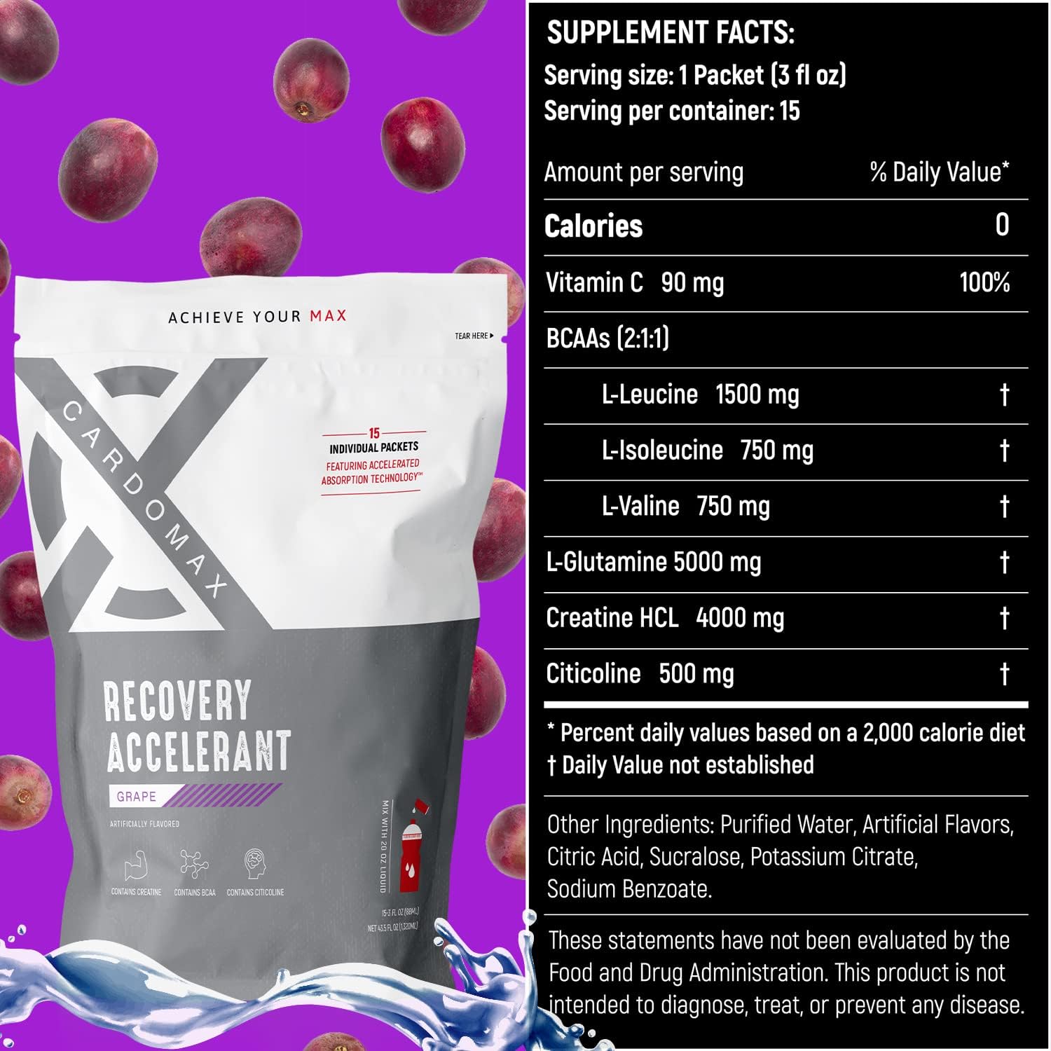 cardomax-grape-recovery-accelerant-liquid-water-flavoring---bcaas-glutamine-creatine-vitamin-c---keto-vegan-sugar-free---muscle-recovery-drink-4