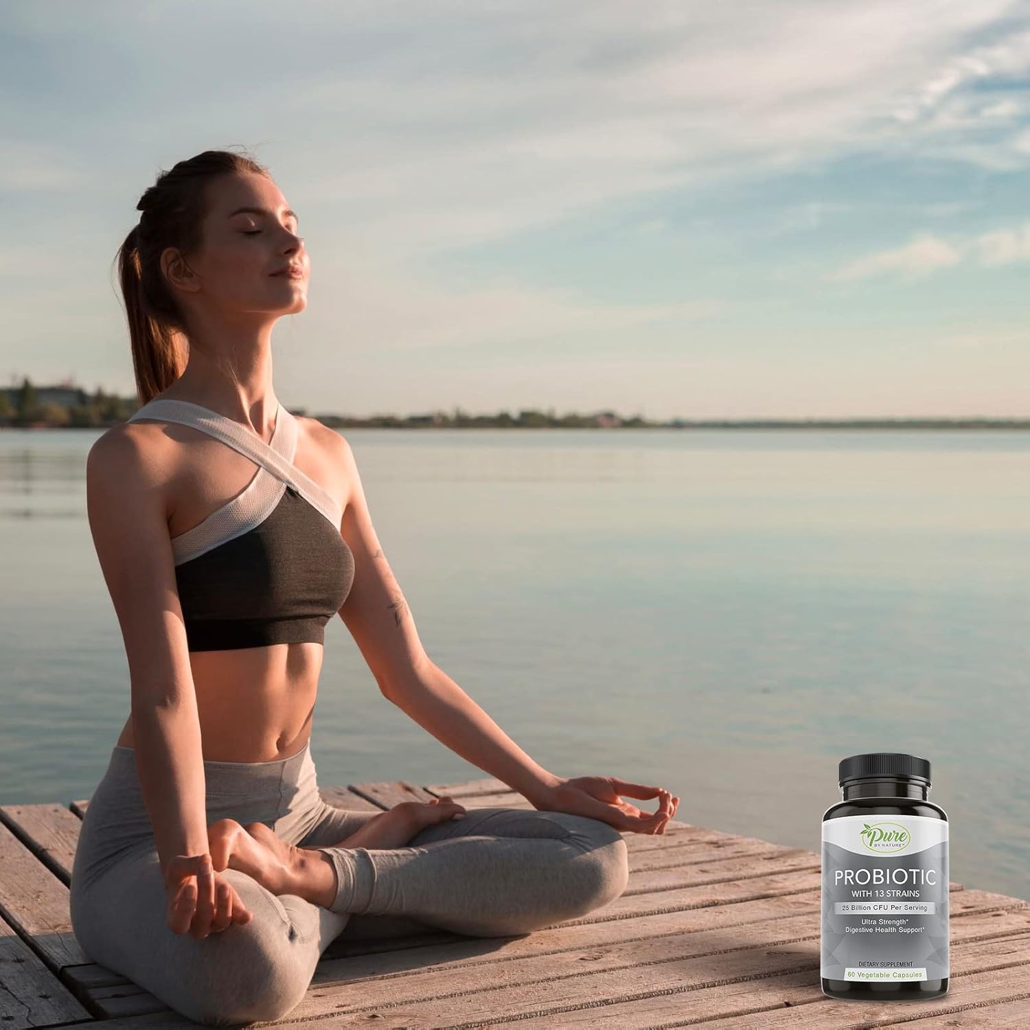 Pure By Nature Shelf Stable Probiotics - 60 Vegan Capsules for Digestive & Gut Health, Immunity Support - Soy & Gluten-Free Formula for Men and Women - Espot.com.au