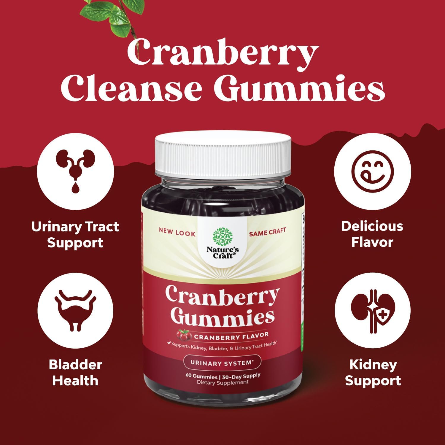 Vitamin D3 and Cranberry Gummies Bundle for Immune Support, Bone Strength, Heart Health, and Urinary Tract Health - Men and Women Supplement for Kidney Support and Bladder - Natures Craft - Espot.com.au