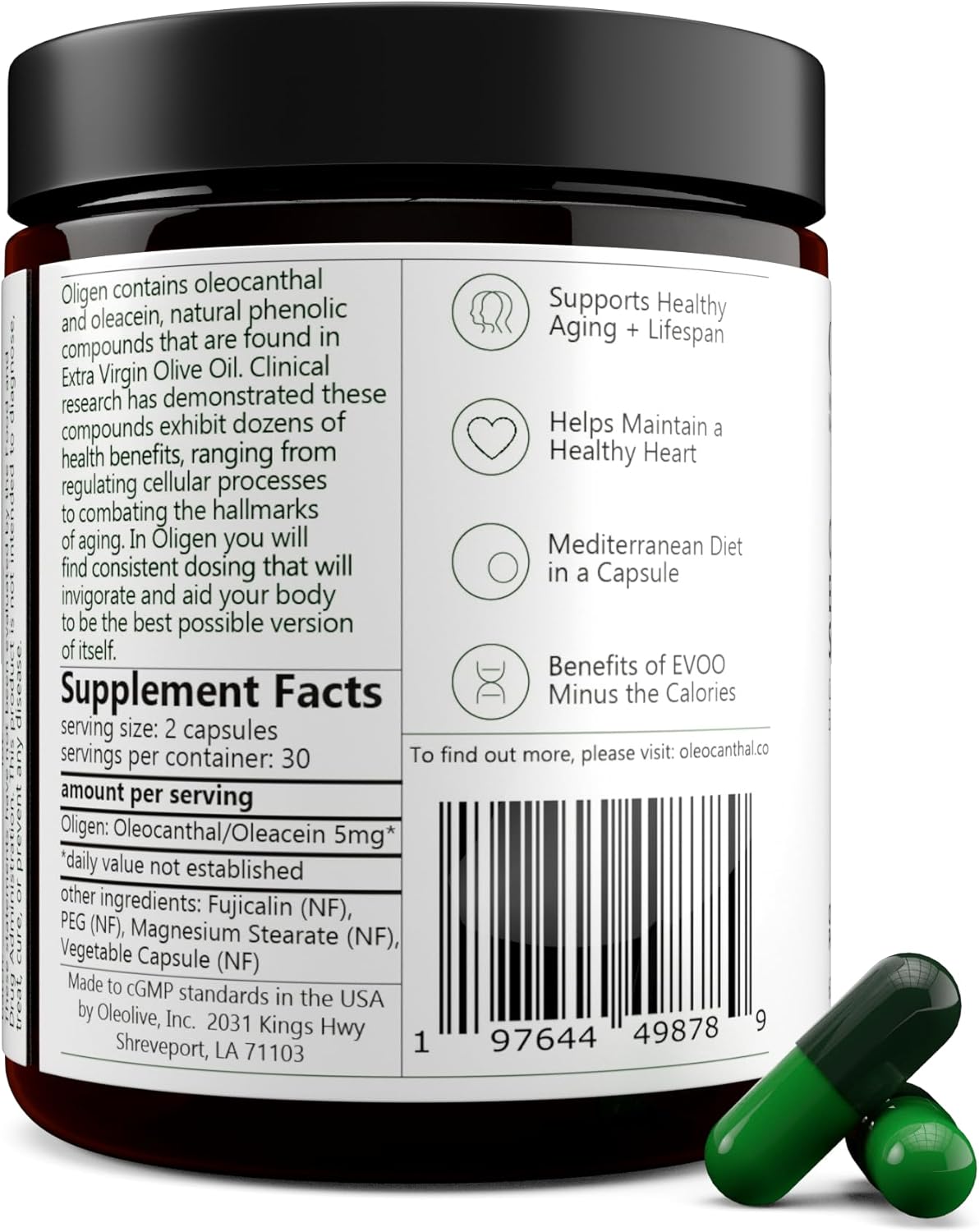 Oligen™ 60ct Oleocanthal Supplement from Extra Virgin Olive Oil for Brain & Heart Health - Espot.com.au