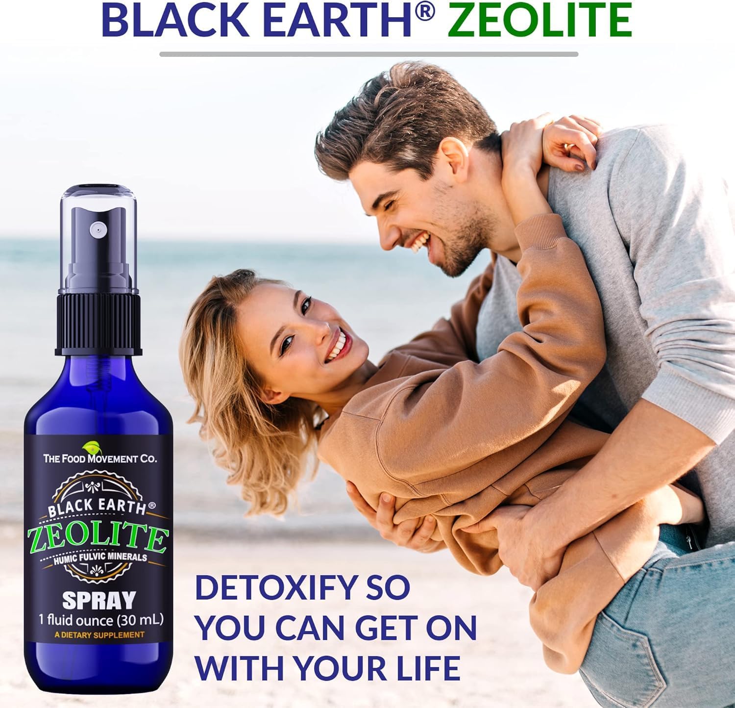 Black Earth Zeolite with Humic Fulvic Acids, Trace Minerals Liquid Supplement - Supports Gut Health, Immune System, Digestion, & Elimination - 1oz Pump Spray for Adults & Kids (2 Pack) - Espot.com.au