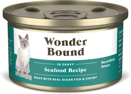 Wonder Bound Wet Cat Food, 3 oz Cans, Pack of 24 - Seafood Gravy Flavor - Espot.com.au
