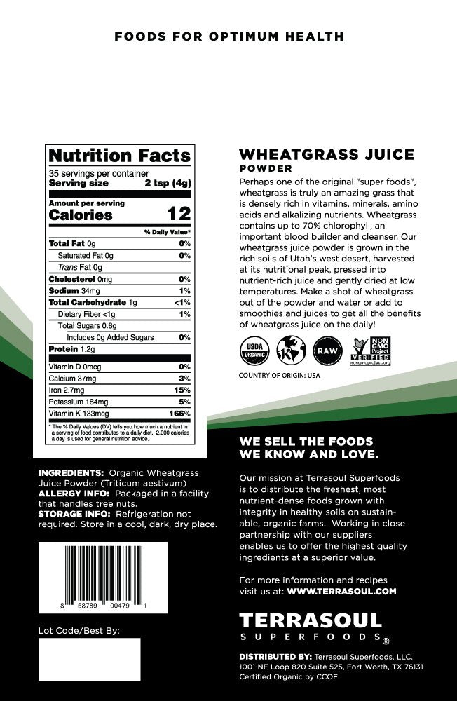 Terrasoul Superfoods Organic Wheat Grass Juice Powder, 10 Oz (2 Pack) - Concentrated Juice from Utah for Superior Nutrition - Espot.com.au