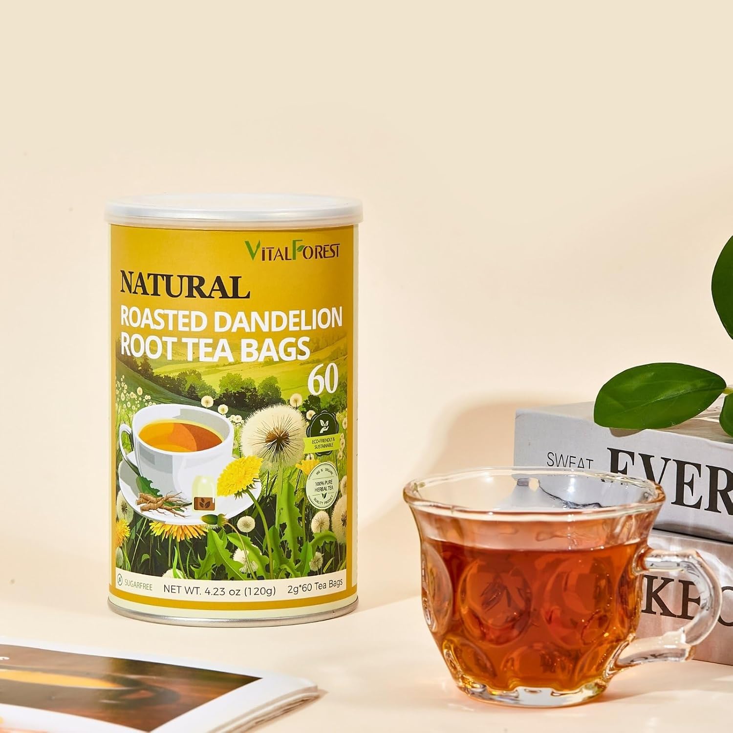vitalforest-natural-detox-dandelion-root-tea-bags---60-bags-2g-each---caffeine-free-coffee-substitute---canister-packaged---diente-de-leon-9