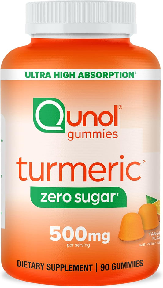 Qunol Zero Sugar Turmeric Gummies - 500mg Curcumin, Joint Support, High Absorption, Vegetarian & Gluten-Free - 90 Count - Espot.com.au