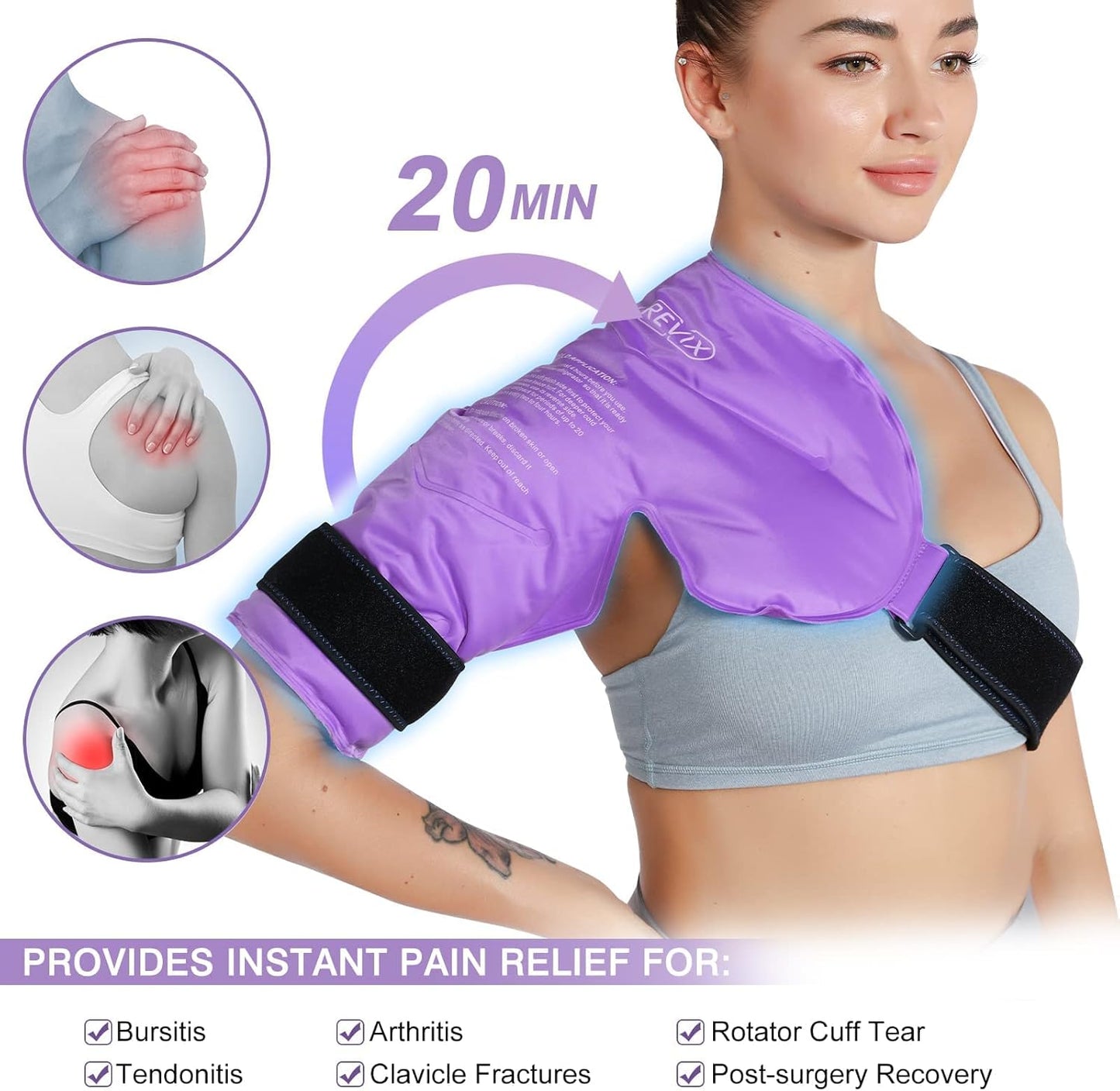 REVIX Reusable Knee Ice Pack Wrap for Injuries and Gel Shoulder Ice Pack for Pain Relief - Hot Cold Therapy for Recovery and Swelling - Espot.com.au