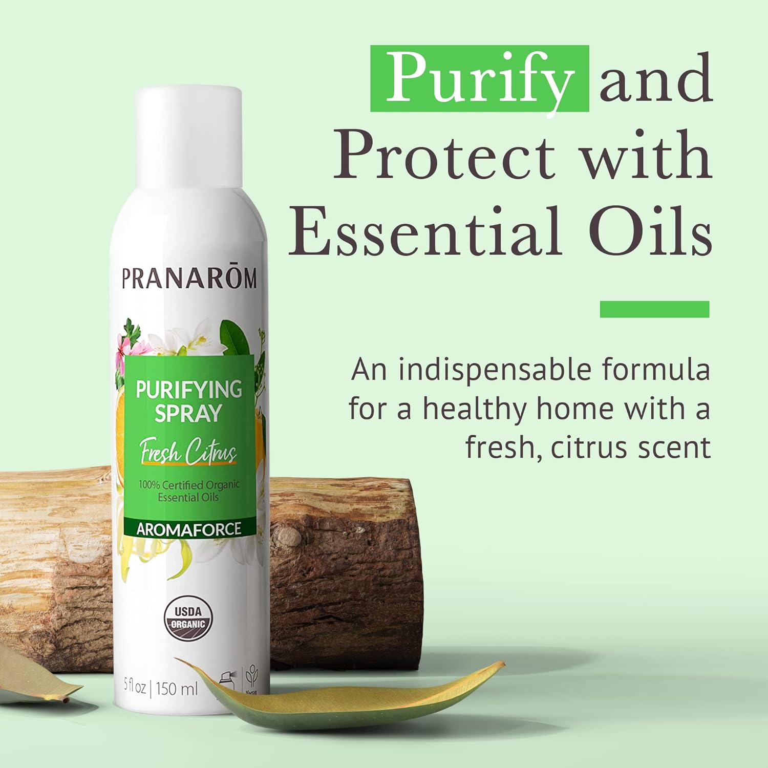 Certified Organic Aromaforce Air Purifying Spray with Essential Oils - 150ml, Home Deodorizer & Fresh Citrus Scent, Plant-based Essences - Espot.com.au