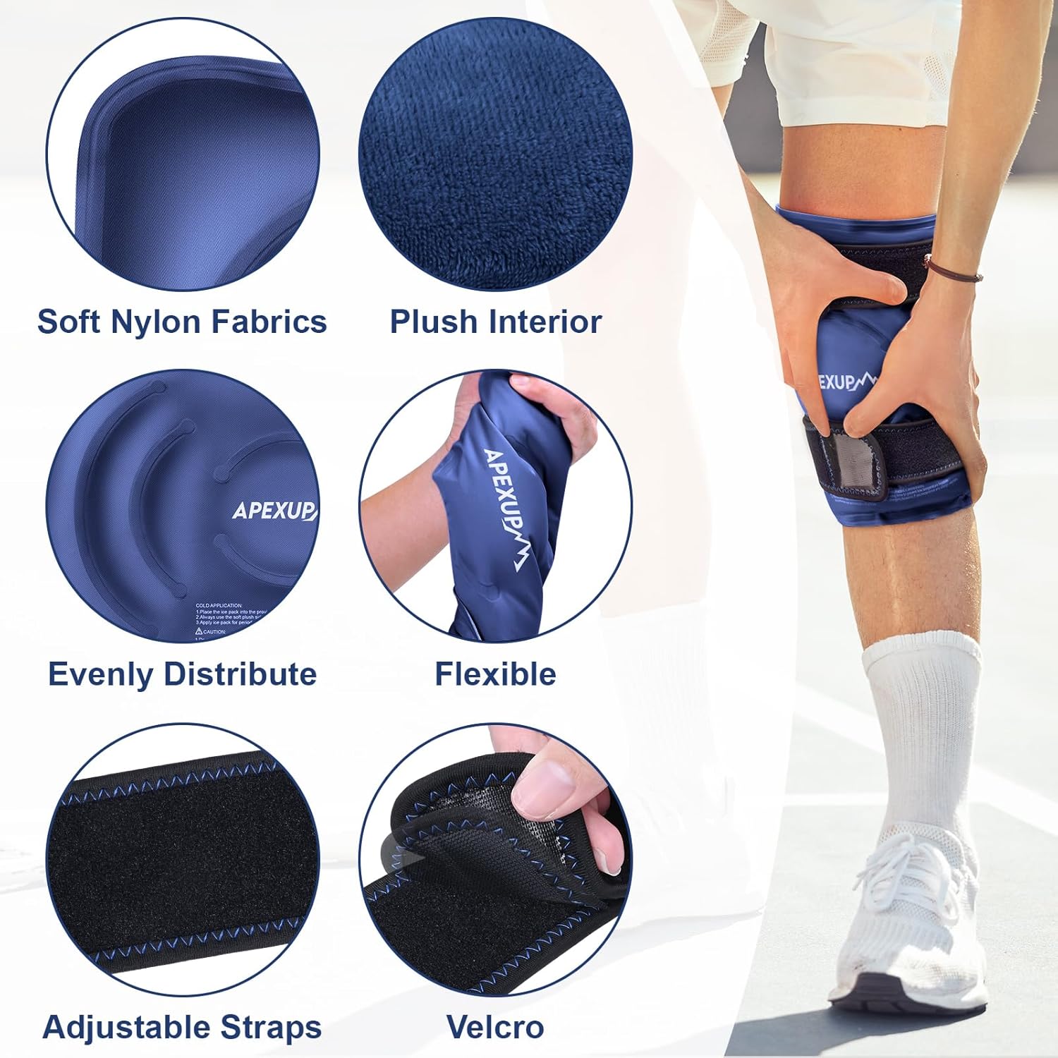 large-reusable-gel-ice-pack-wrap-for-knee-pain-relief---flexible-cold-pack-for-injuries-on-knee-back-shoulder-elbow-and-leg---navy-blue-color---1-pack-2