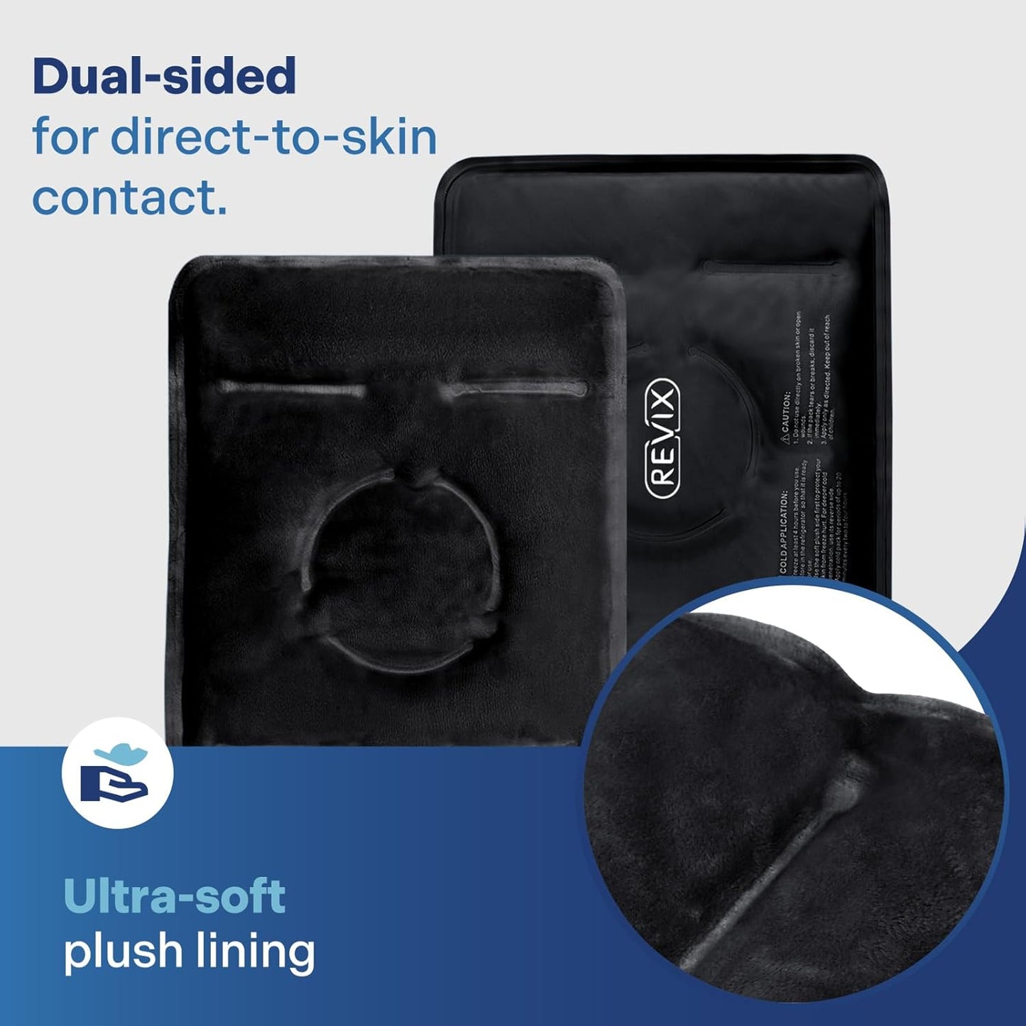 Set of 2 REVIX Reusable Gel Ice Packs for Knee Relaxation, Cold Compression for Flexibility and Recovery, Long-Lasting Cold with Plush Cover - Black - Espot.com.au