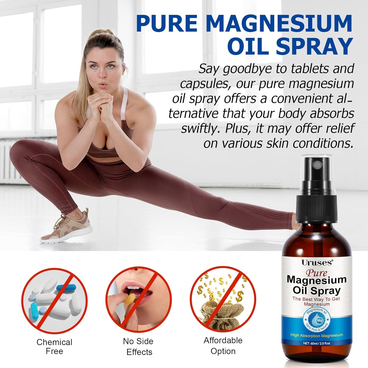 2-Pack Pure Magnesium Oil Spray in Glass Bottle for Feet - Topical Magnesium Chloride Brine for Easy Absorption - Espot.com.au