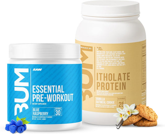Whey Isolate Protein & Pre-Workout Bundle (Vanilla Oatmeal Cookie & Blue Raspberry) - Chris Bumstead Sports Nutrition for Men & Women - Espot.com.au