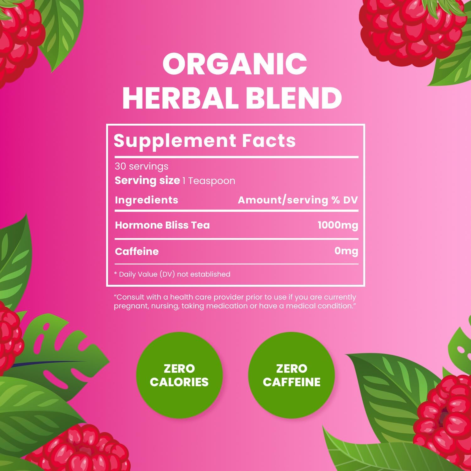 Organic Raspberry & Spearmint Hormone Balance Tea for Women - Caffeine Free, 30 Servings - PCOS Support & Female Fertility - Cederberg Tea Company - Espot.com.au