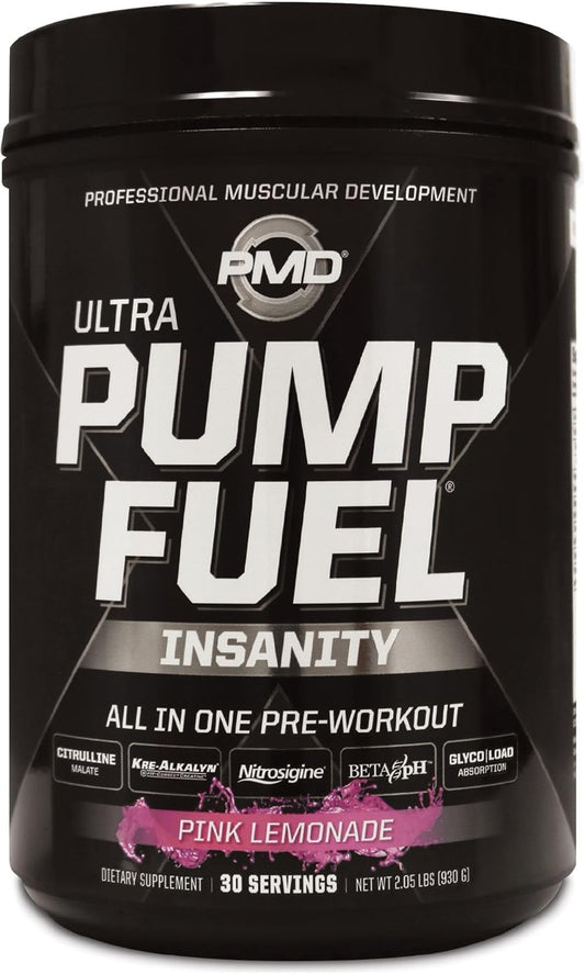 pmd-sports-ultra-pump-fuel-insanity-pre-workout-drink-mix---energy-strength-endurance-recovery---complex-carbs-amino-energy---electric-pink-lemonade-1