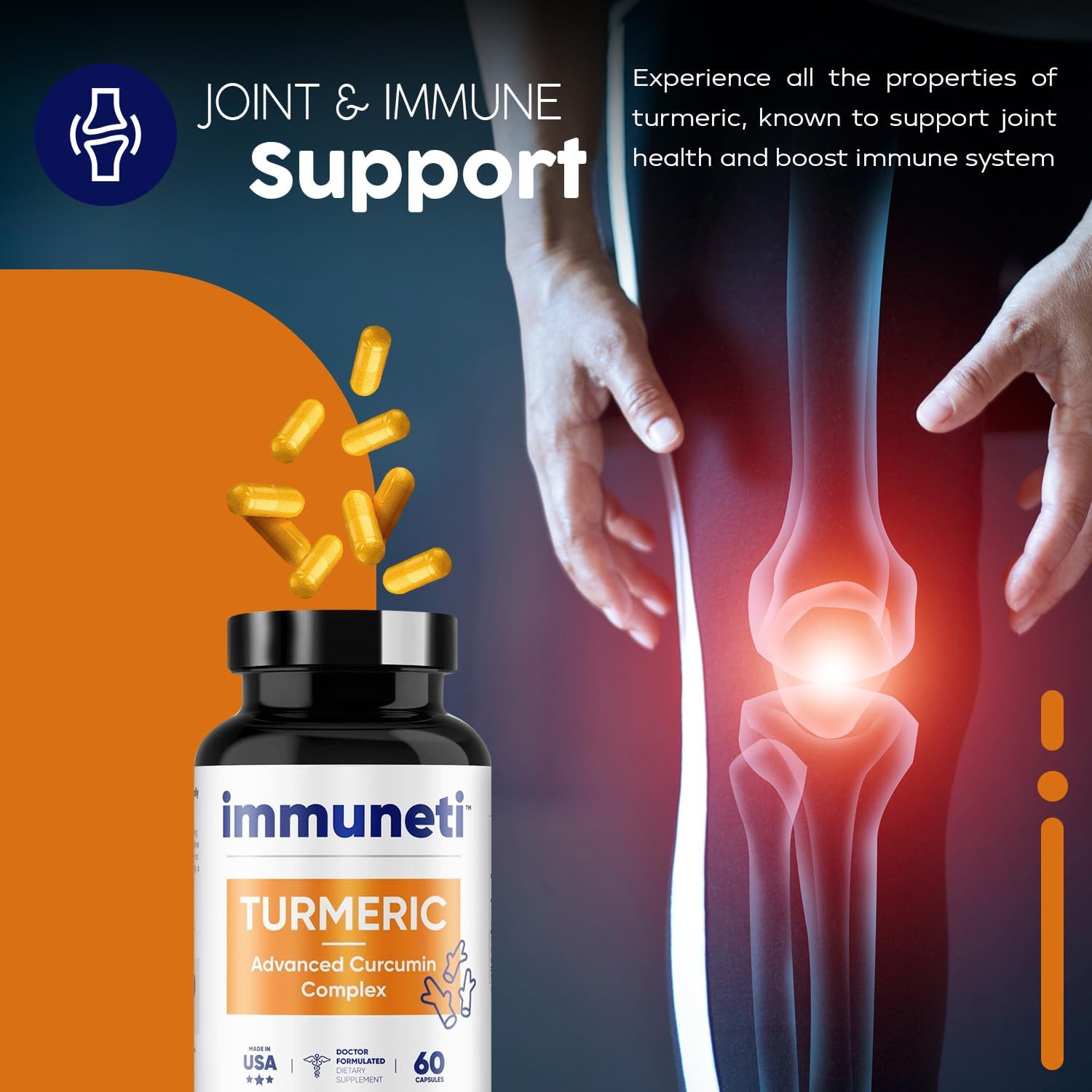 Turmeric Curcumin Complex Capsules - Immune Support Supplement with Advanced Formula for Overall Health - 60 Count - Espot.com.au