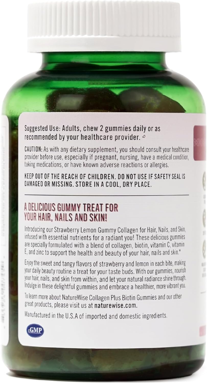 strawberry-lemon-collagen-gummies-for-women---type-1-3-peptides-with-biotin-vitamin-c-e-zinc---hair-skin-nails-and-joint-support---60-count-7
