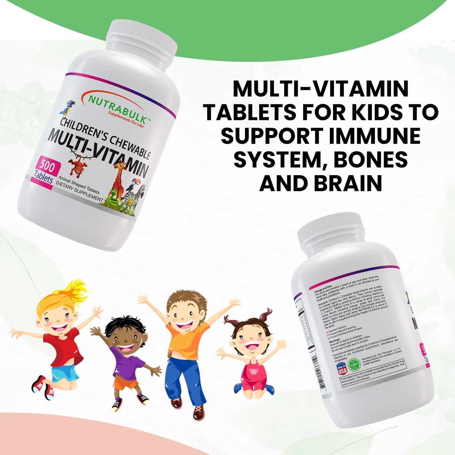 usa-made-nutrabulk-childrens-chewable-multi-vitamins---supports-immune-bone-brain-health---vegan-gluten-free---500-cherry-tablets-5