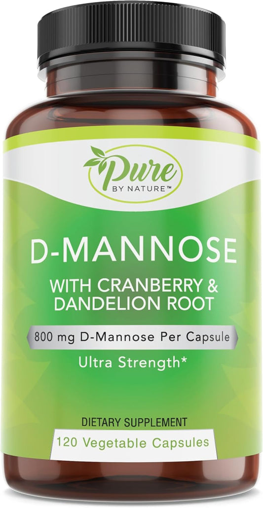 Natural D-Mannose with Cranberry and Dandelion Root Capsules - 120 Count - Espot.com.au