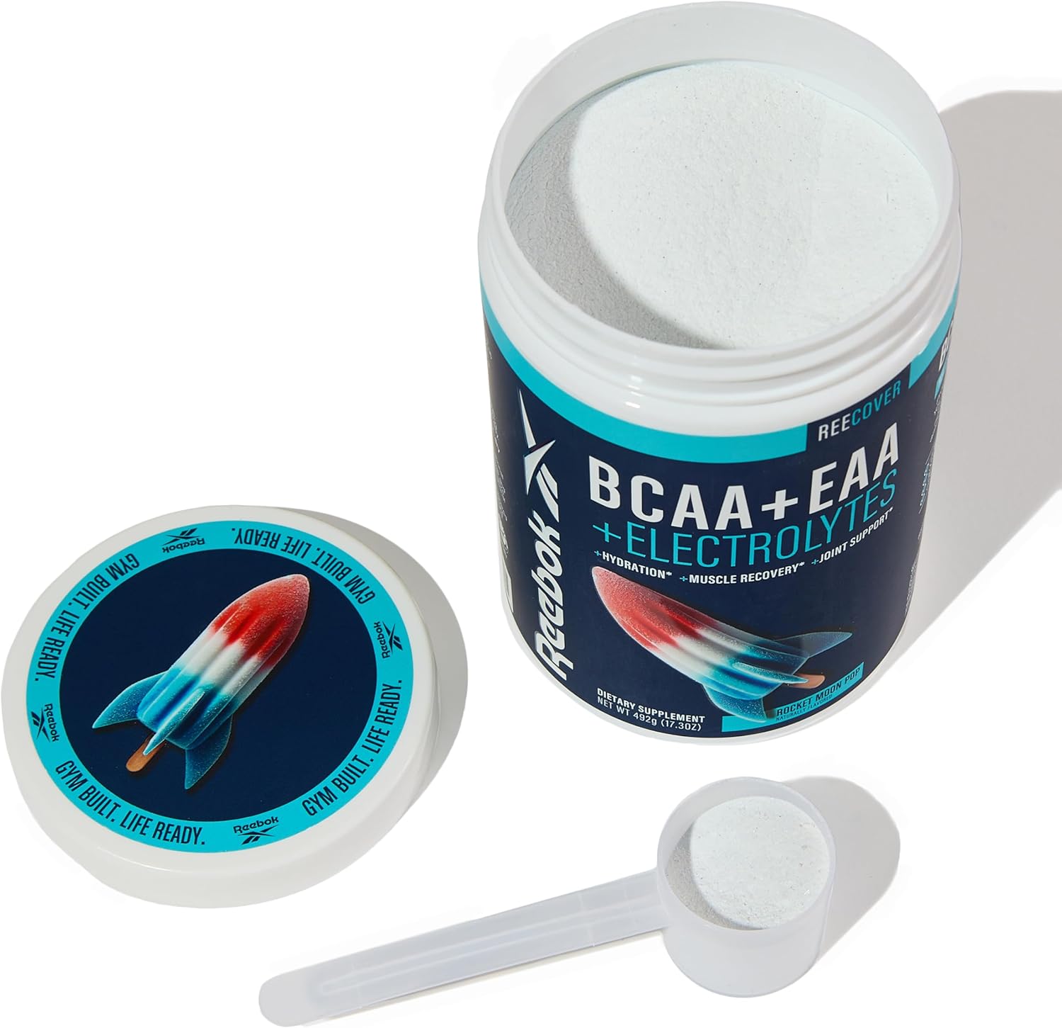 Reebok ReeCover BCAA EAA Electrolytes Supplement | 8g Essential Amino Acids, 5g Branch Chain Amino Acids, Hydration Support | Muscle Recovery, Strength | Post-Workout Drink | 30 Servings | Rocket Moon Pop Flavor - Espot.com.au