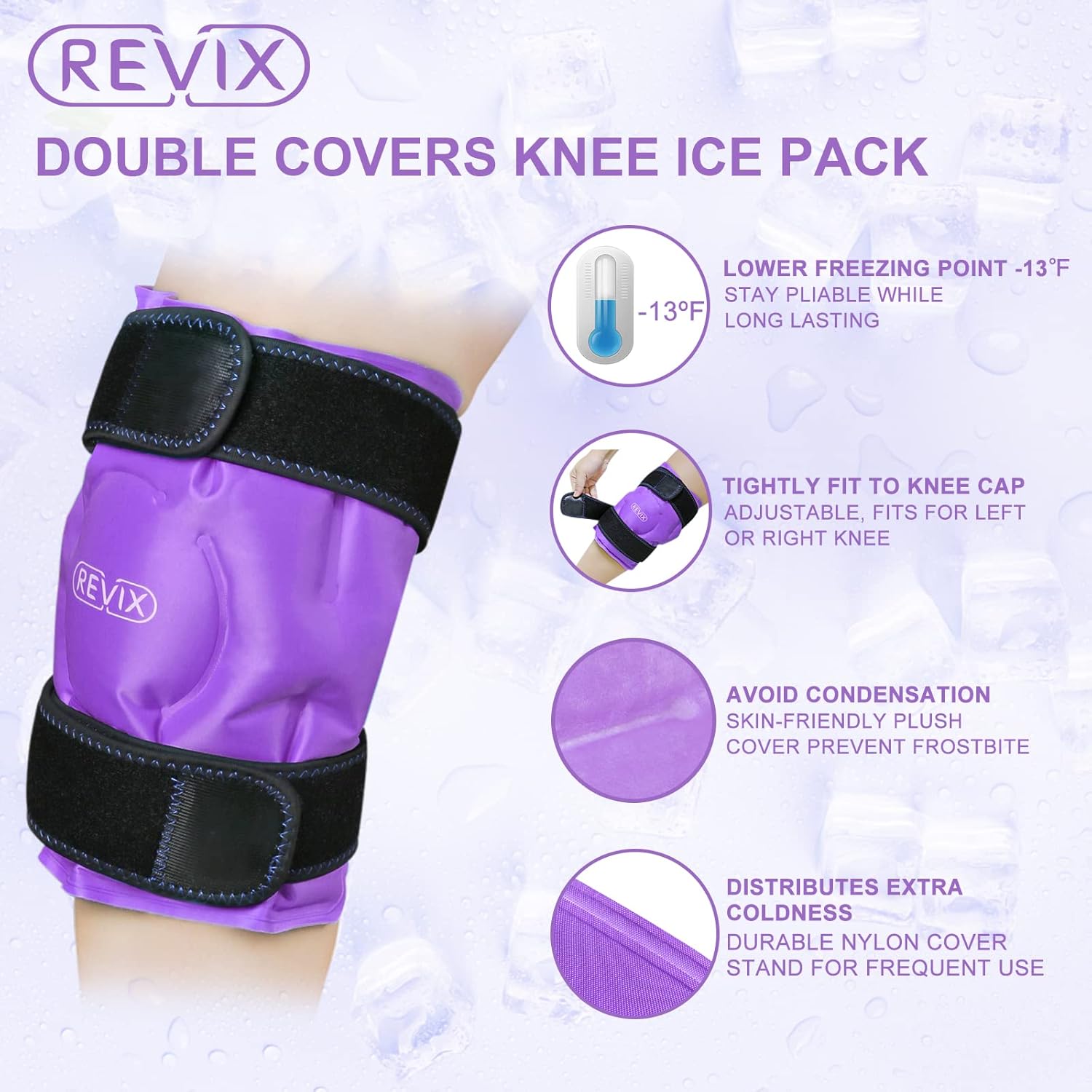 REVIX Reusable Gel Ice Pack for Knee Pain Relief - Ideal for Leg Injuries, Swelling, and Post-Knee Replacement Surgery - Espot.com.au