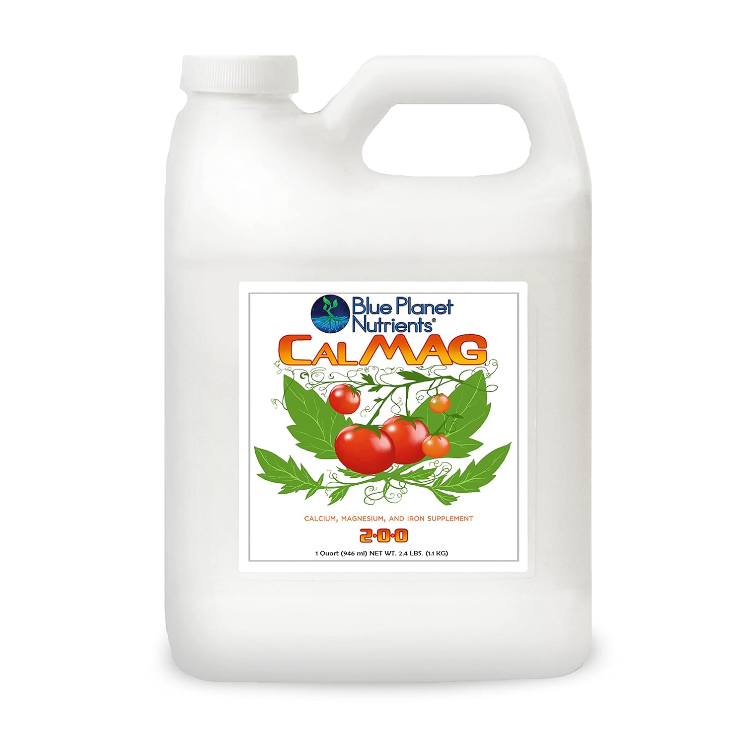 Concentrated CalMag + Iron Plant Supplement Quart - Prevents Blossom End Rot, Makes 315 Gallons, All Plants & Gardens - Blue Planet Nutrients - Espot.com.au