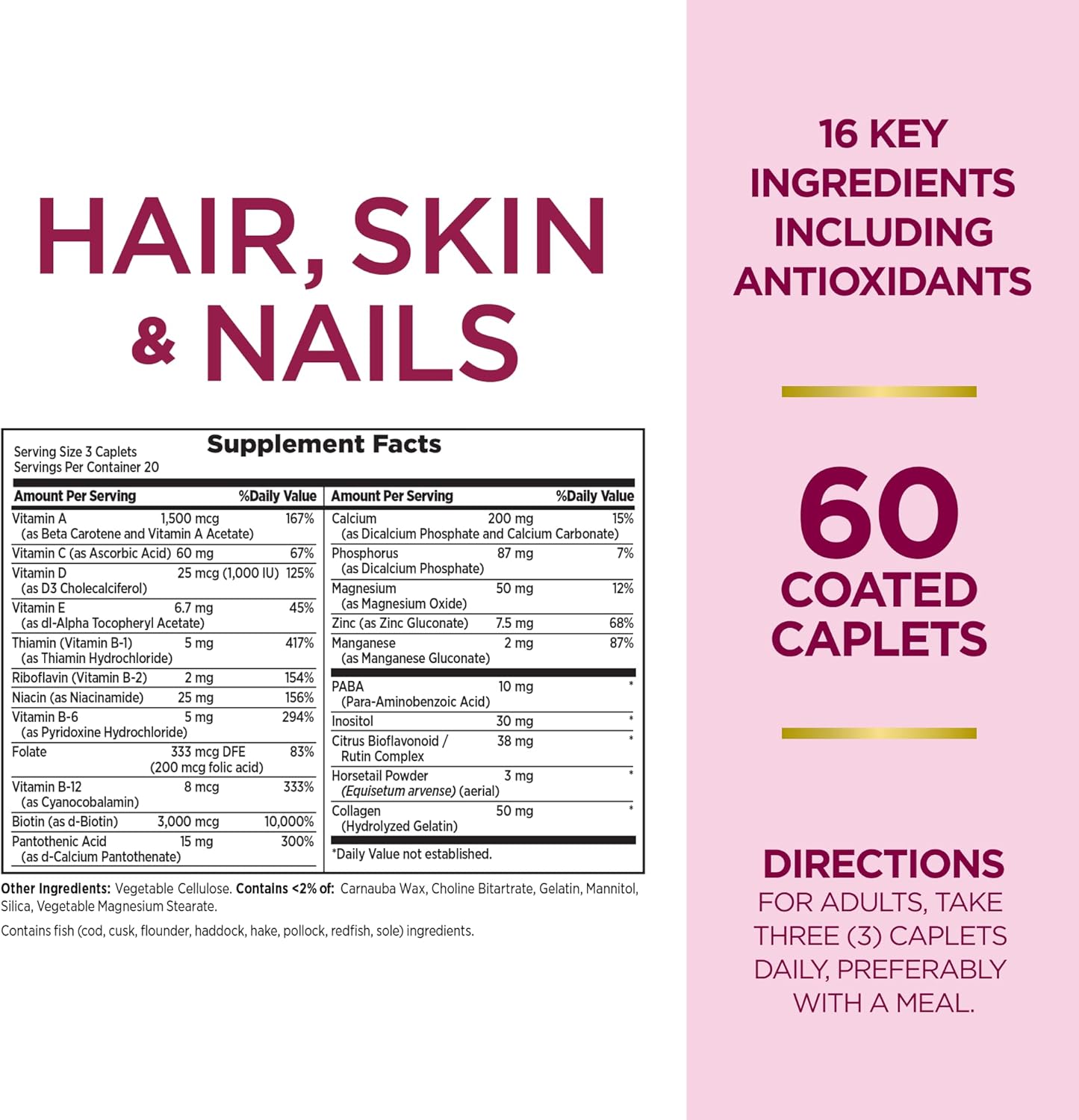 natures-bounty-hair-skin-nails-formula-with-3000-mcg-biotin---60-coated-caplets---optimal-solutions-for-healthy-hair-skin-and-nails-2