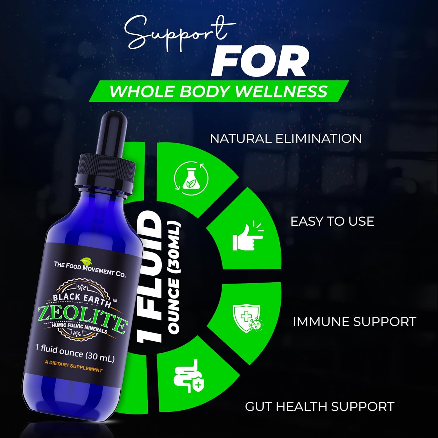 Black Earth Zeolite with Humic Fulvic Acids Trace Minerals Liquid Drops Supplement for Detox, Gut Health, Immune Support - The Food Movement Co. - Espot.com.au