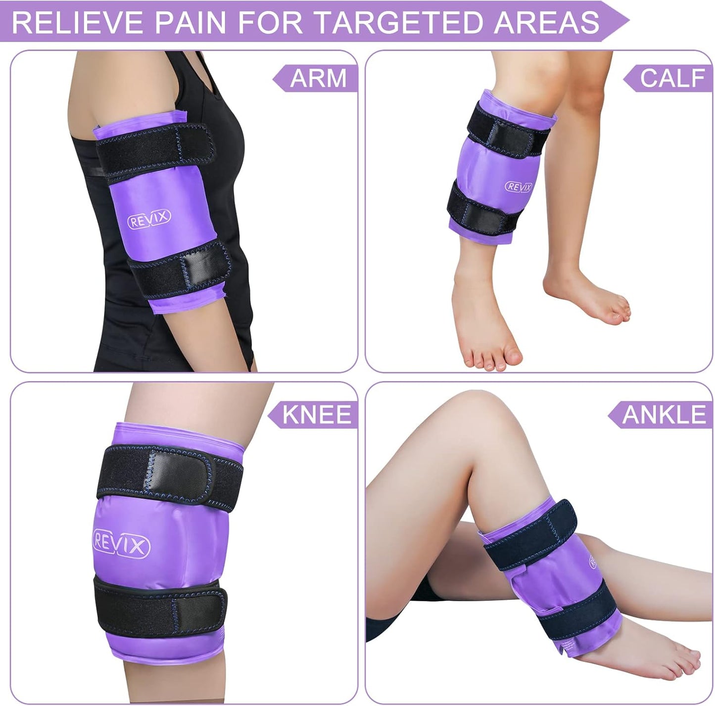 Large Knee Ice Wrap with Full Coverage, Gel Cold Pack for Muscle Pain Relief, Promotes Flexibility, Soft Plush Lining - Purple - Espot.com.au