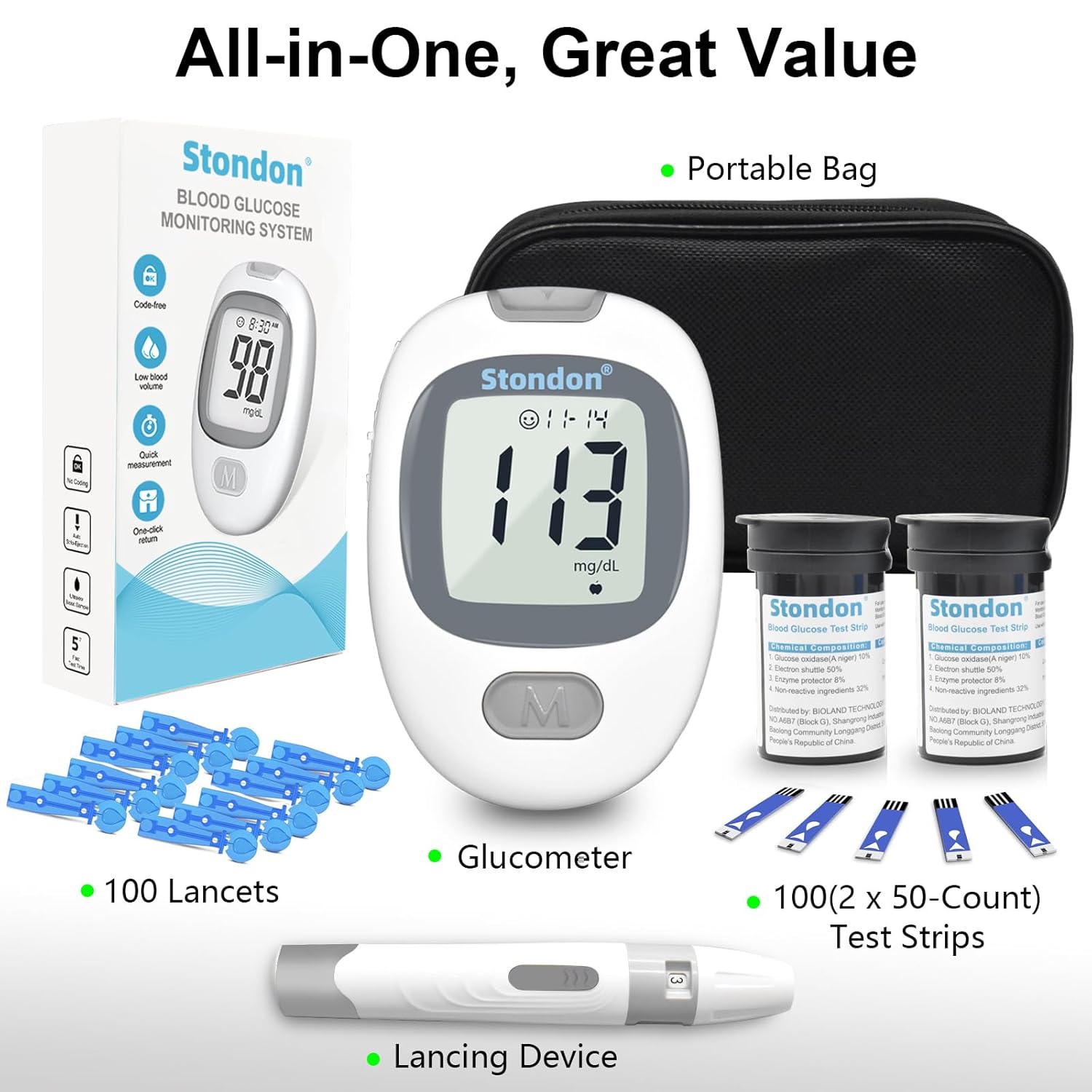 diabetes-testing-kit-with-blood-glucose-monitor-100-strips-100-lancets---grey-white-sugar-meter-6