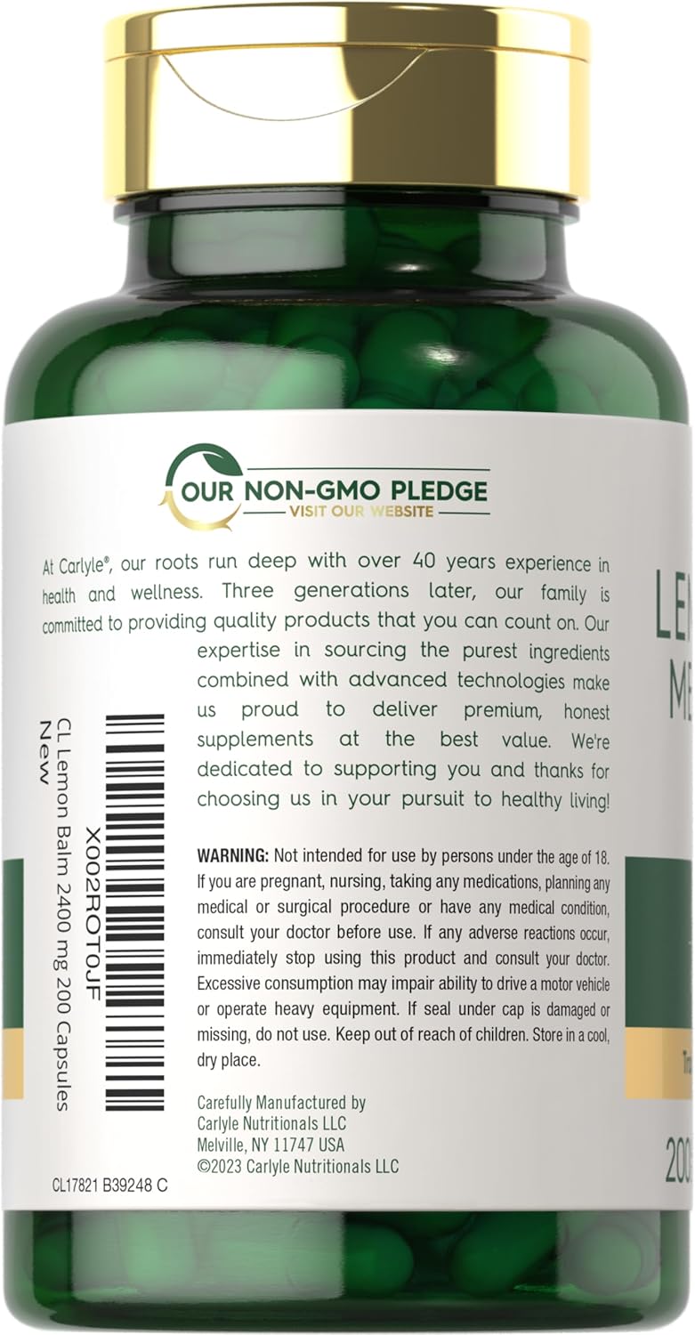 200-count-carlyle-lemon-balm-capsules---non-gmo-gluten-free-melissa-leaf-herbal-supplement-3