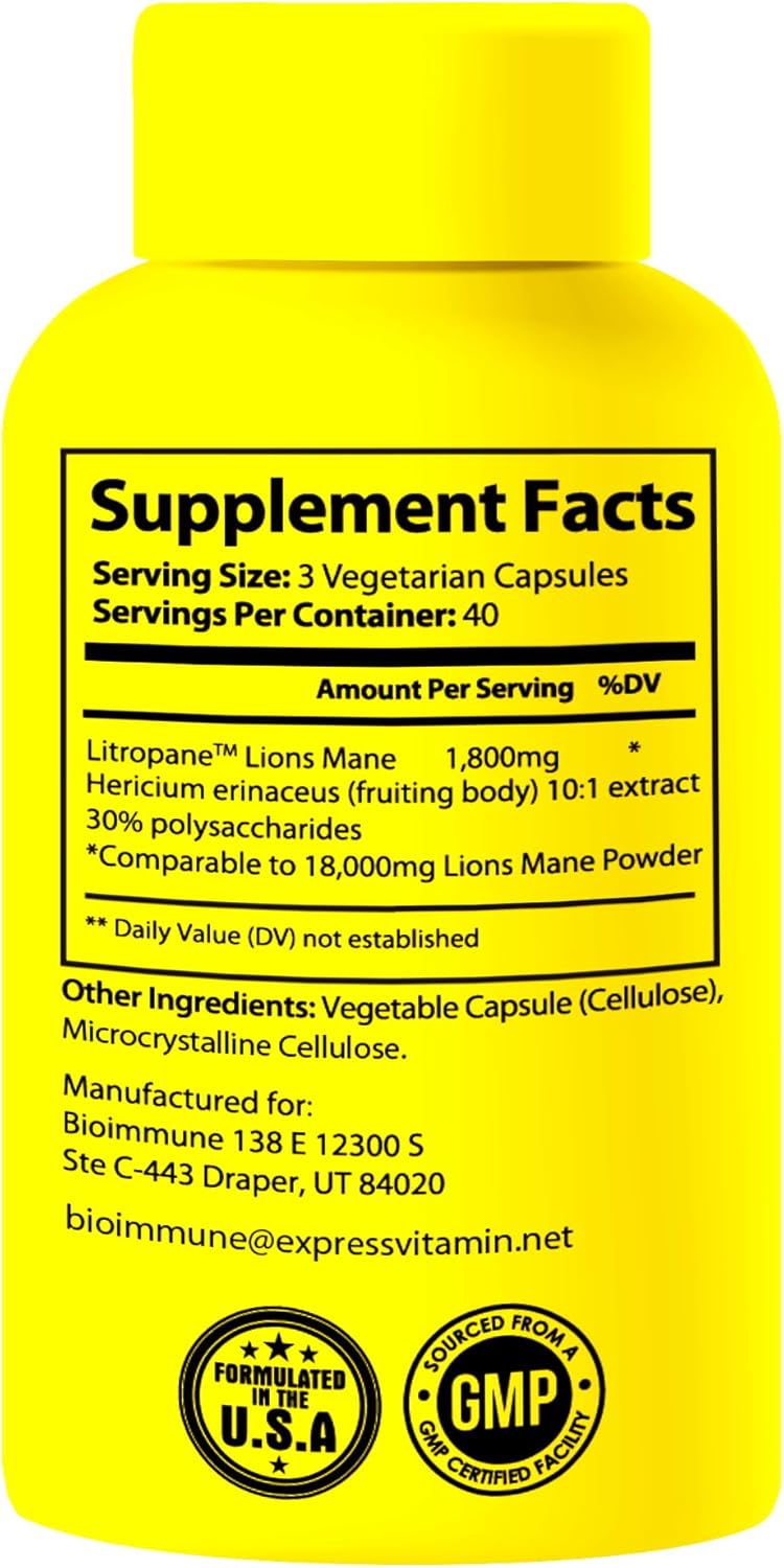organic-lions-mane-supplement-capsules-120ct-with-patent-litropane-immune-system-booster---nootropic-brain-support-mushroom-supplement---10x-extract---comparable-to-18000mg-6
