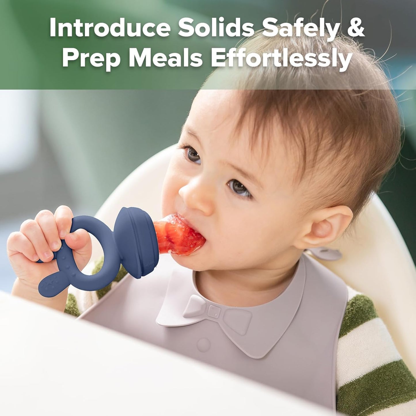 haakaa-baby-food-feeder-freezer-tray-combo---silicone-popsicle-molds-for-cooling-relief---bpa-free-self-feeding-set-for-infants-4-months-and-up---steel-blue-color-2