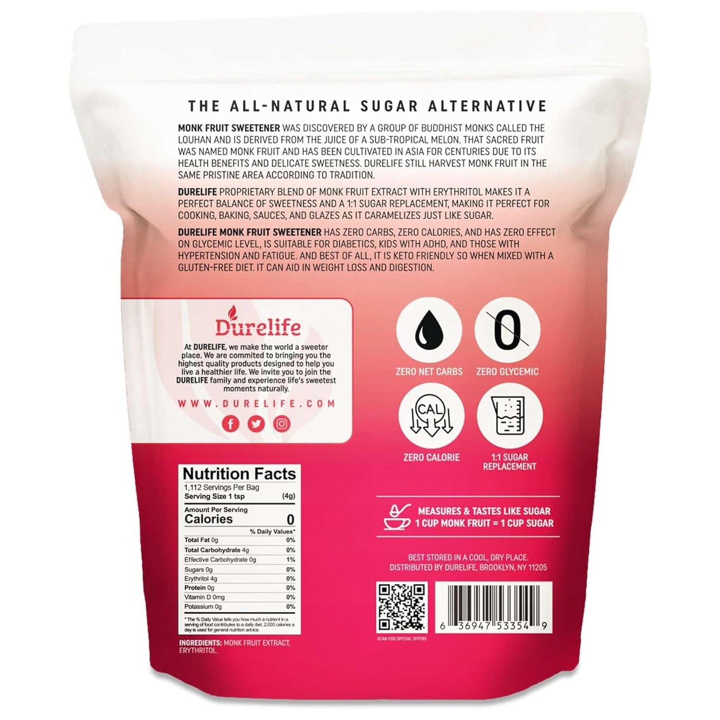5-lb-durelife-golden-monk-fruit-sweetener---keto-friendly-sugar-substitute-crystal---zero-calorie-kosher---bulk-size-11-sugar-replacement-2